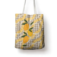 Maku'e Hawaiian Mango Palaka Tote Bag Aloha Hibiscus Pikake Lei