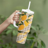 Maku'e Hawaiian Mango Palaka Tumbler With Handle Aloha Hibiscus Pikake Lei