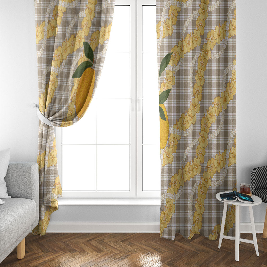 Maku'e Hawaiian Mango Palaka Window Curtain Aloha Hibiscus Pikake Lei