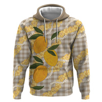 Maku'e Hawaiian Mango Palaka Zip Hoodie Aloha Hibiscus Pikake Lei