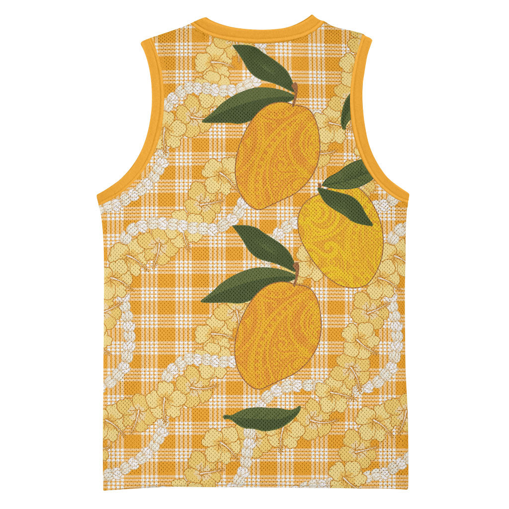 Alani Hawaiian Mango Palaka Basketball Jersey Aloha Hibiscus Pikake Lei
