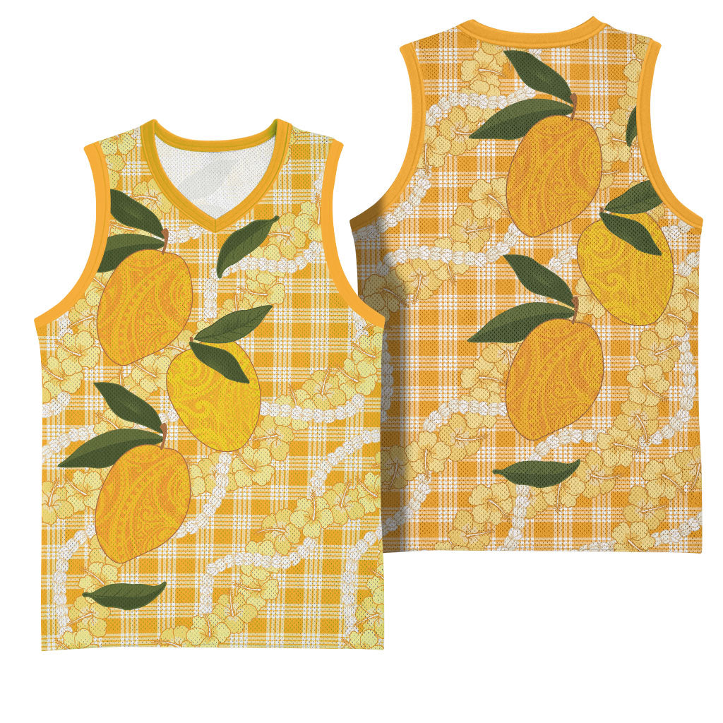 Alani Hawaiian Mango Palaka Basketball Jersey Aloha Hibiscus Pikake Lei