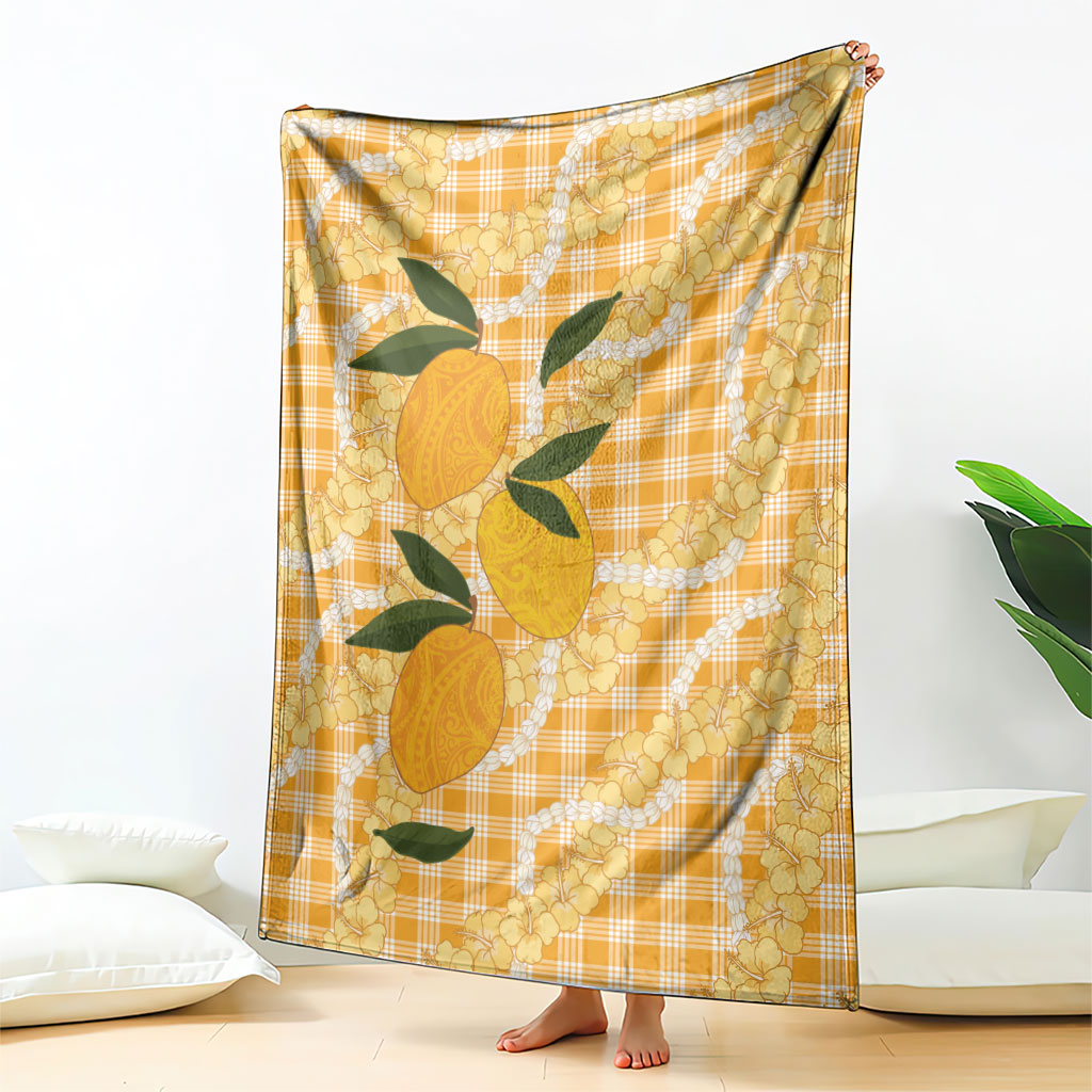 Alani Hawaiian Mango Palaka Blanket Aloha Hibiscus Pikake Lei