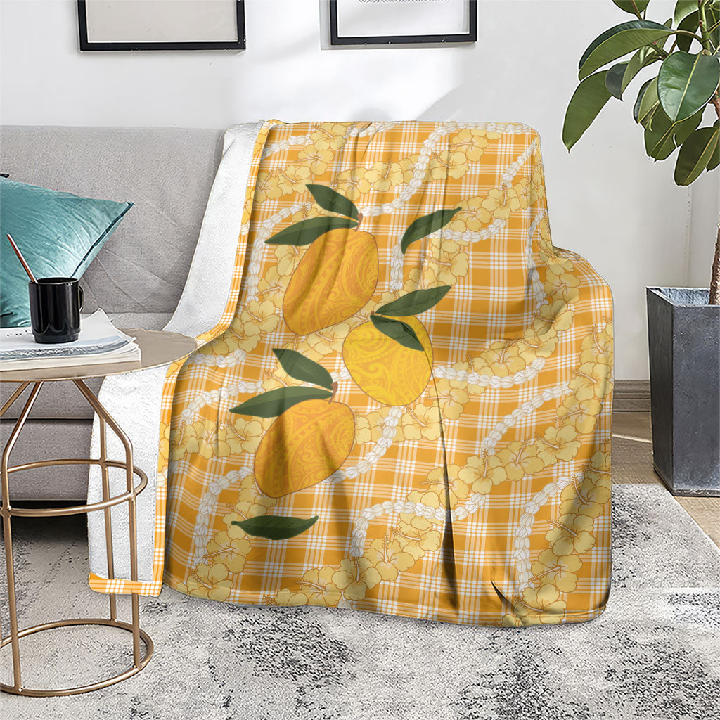 Alani Hawaiian Mango Palaka Blanket Aloha Hibiscus Pikake Lei