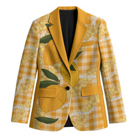 Alani Hawaiian Mango Palaka Blazer Aloha Hibiscus Pikake Lei
