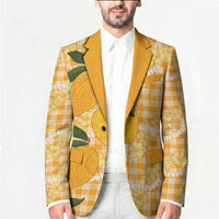 Alani Hawaiian Mango Palaka Blazer Aloha Hibiscus Pikake Lei
