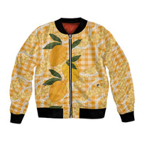 Alani Hawaiian Mango Palaka Bomber Jacket Aloha Hibiscus Pikake Lei