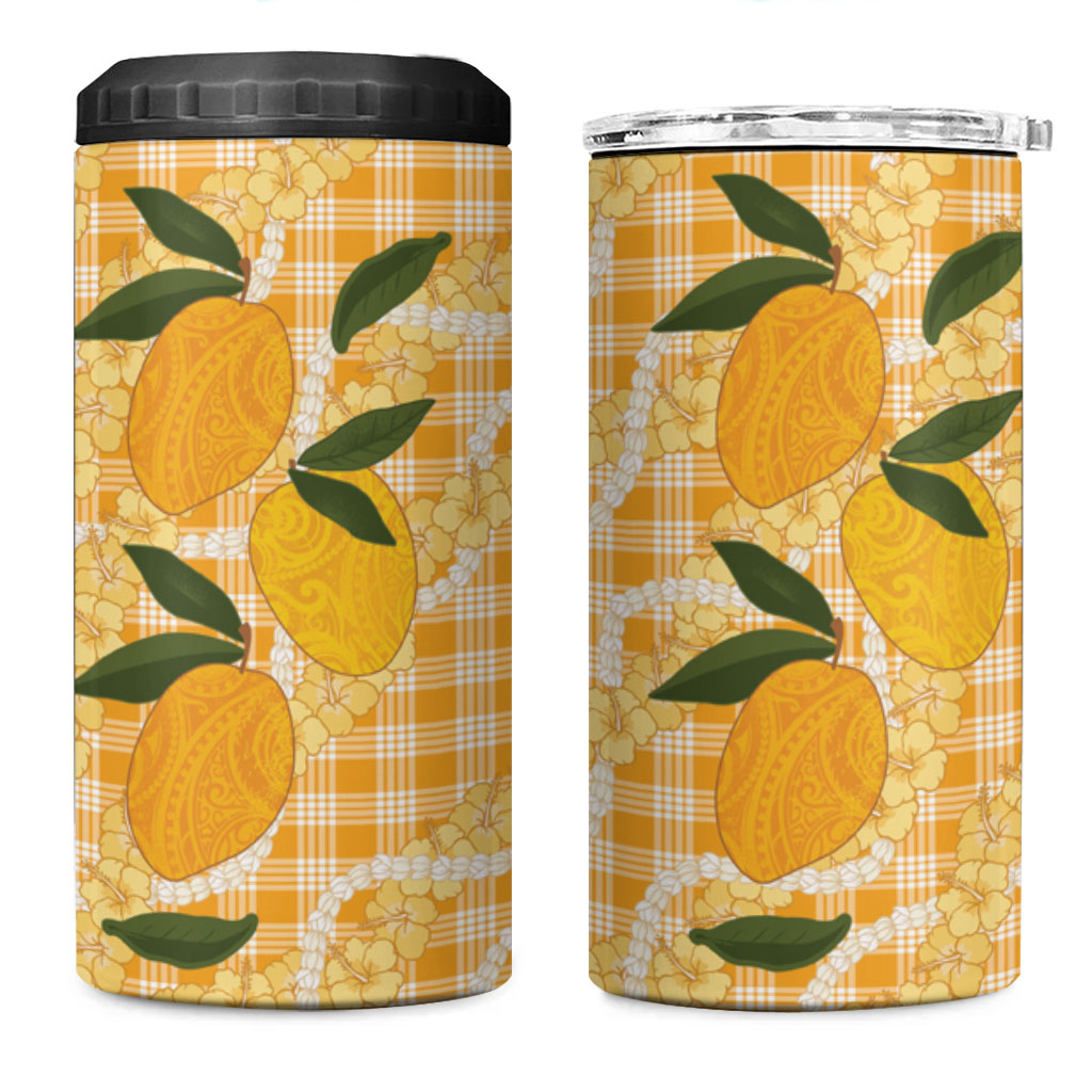 Alani Hawaiian Mango Palaka 4 in 1 Can Cooler Tumbler Aloha Hibiscus Pikake Lei
