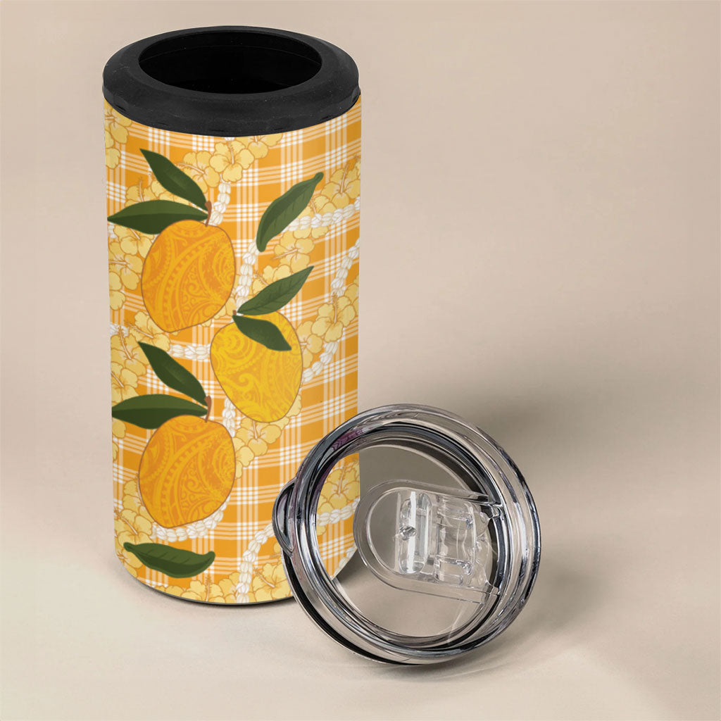 Alani Hawaiian Mango Palaka 4 in 1 Can Cooler Tumbler Aloha Hibiscus Pikake Lei