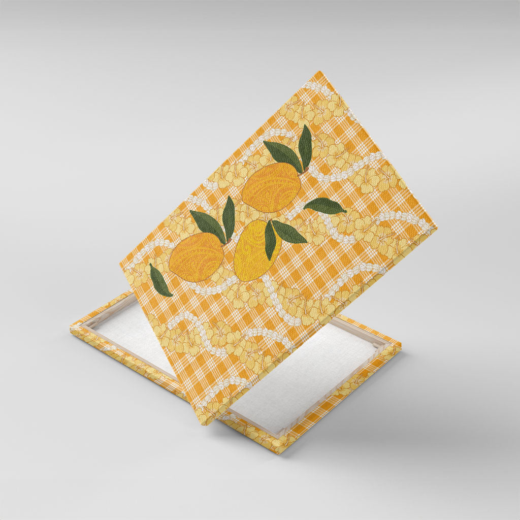 Alani Hawaiian Mango Palaka Canvas Wall Art Aloha Hibiscus Pikake Lei