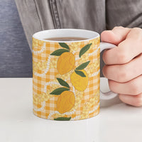 Alani Hawaiian Mango Palaka Ceramic Mug Aloha Hibiscus Pikake Lei