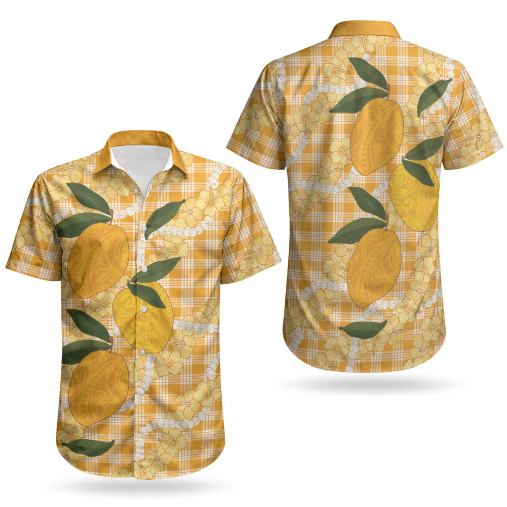 Alani Hawaiian Mango Palaka Couples Matching Long Sleeve Bodycon Dress and Hawaiian Shirt Aloha Hibiscus Pikake Lei
