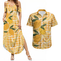Alani Hawaiian Mango Palaka Couples Matching Summer Maxi Dress and Hawaiian Shirt Aloha Hibiscus Pikake Lei