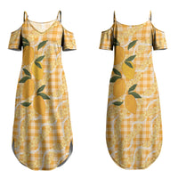 Alani Hawaiian Mango Palaka Couples Matching Summer Maxi Dress and Long Sleeve Button Shirt Aloha Hibiscus Pikake Lei