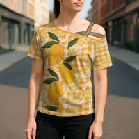 Alani Hawaiian Mango Palaka Cross Shoulder Shirt Aloha Hibiscus Pikake Lei