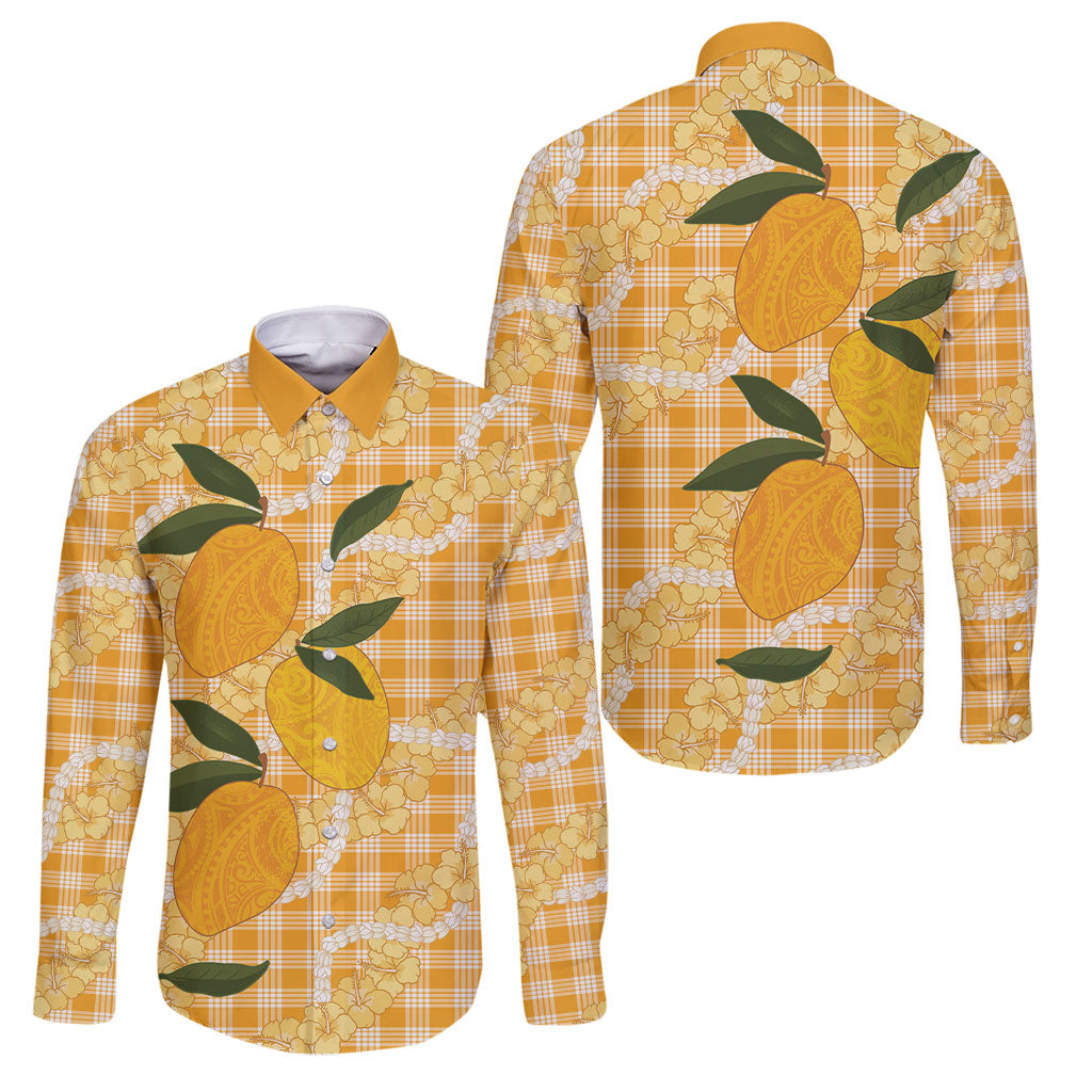 Alani Hawaiian Mango Palaka Family Matching Mermaid Dress and Hawaiian Shirt Aloha Hibiscus Pikake Lei
