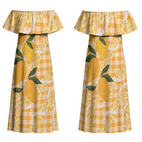 Alani Hawaiian Mango Palaka Family Matching Off Shoulder Maxi Dress and Hawaiian Shirt Aloha Hibiscus Pikake Lei