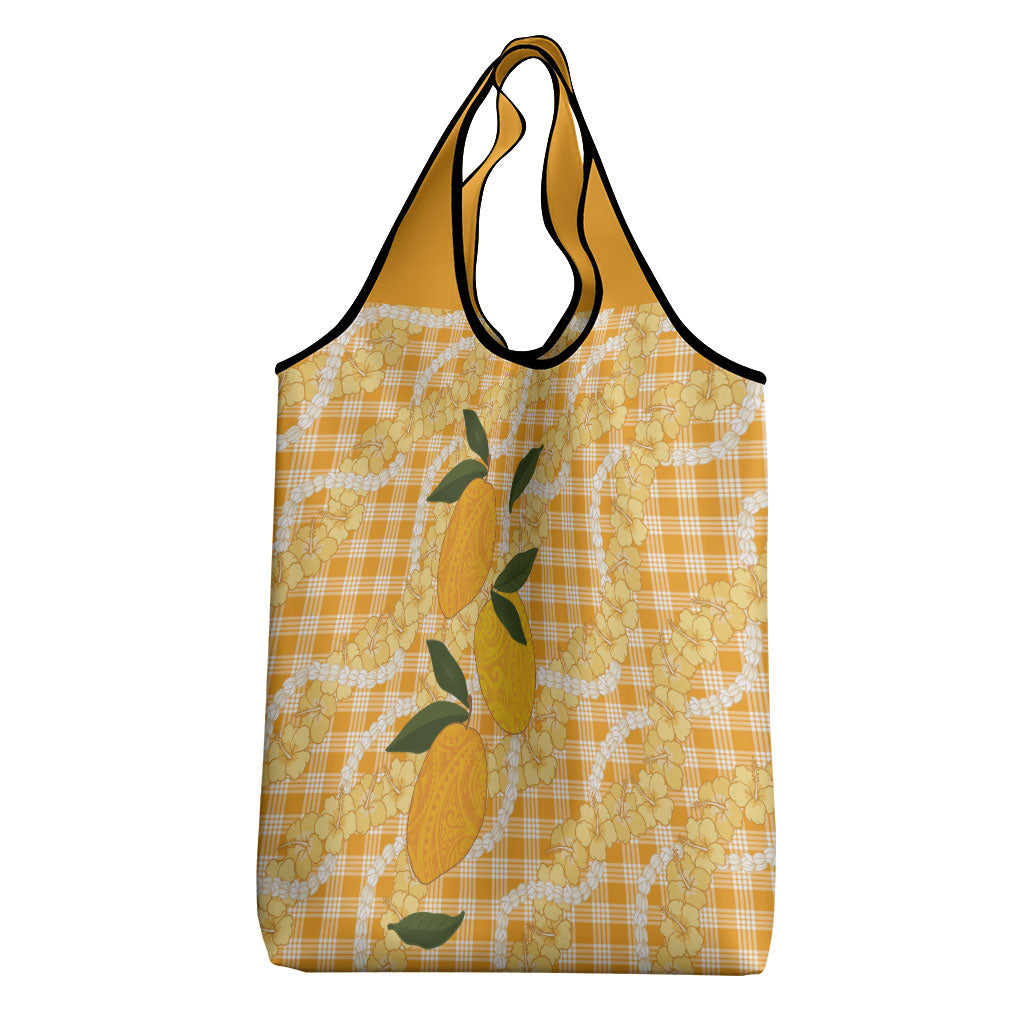 Alani Hawaiian Mango Palaka Grocery Bag Aloha Hibiscus Pikake Lei