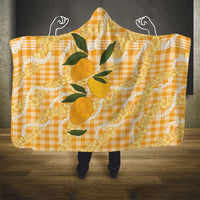 Alani Hawaiian Mango Palaka Hooded Blanket Aloha Hibiscus Pikake Lei