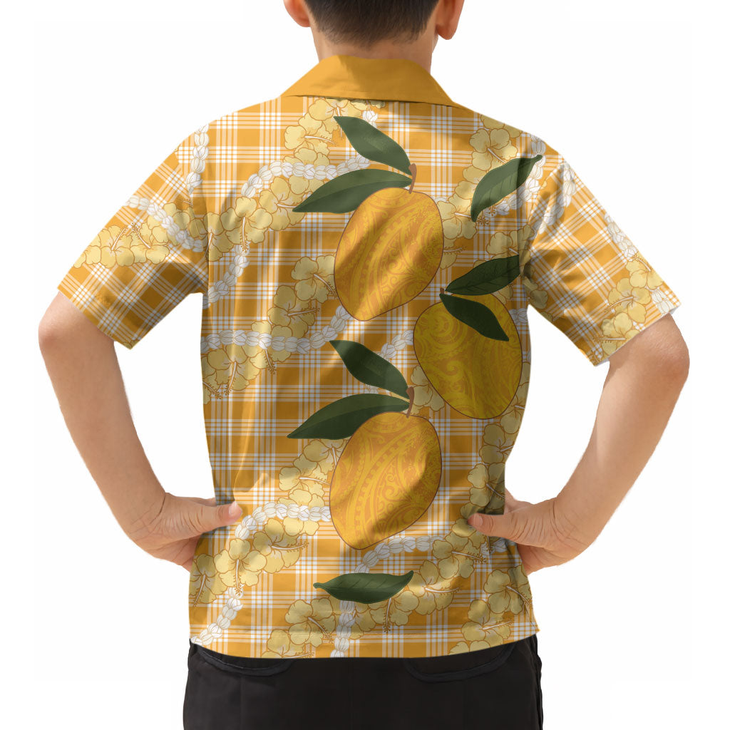 Alani Hawaiian Mango Palaka Kid Hawaiian Shirt Aloha Hibiscus Pikake Lei