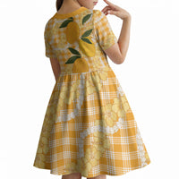 Alani Hawaiian Mango Palaka Kid Short Sleeve Dress Aloha Hibiscus Pikake Lei