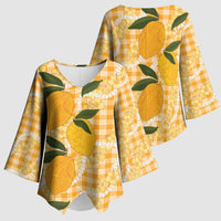 Alani Hawaiian Mango Palaka Kimono Sleeve Blouse Aloha Hibiscus Pikake Lei