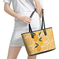 Alani Hawaiian Mango Palaka Leather Tote Bag Aloha Hibiscus Pikake Lei