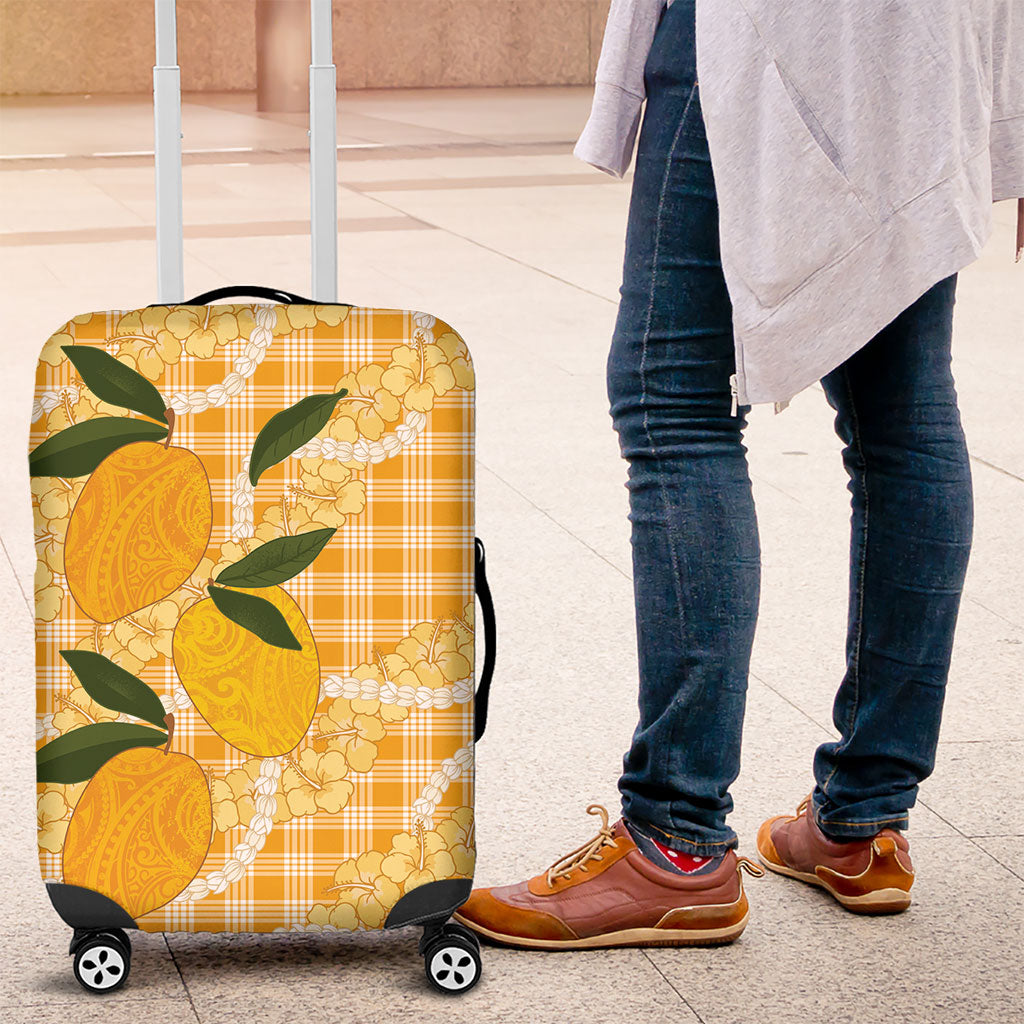Alani Hawaiian Mango Palaka Luggage Cover Aloha Hibiscus Pikake Lei