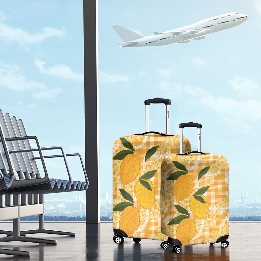 Alani Hawaiian Mango Palaka Luggage Cover Aloha Hibiscus Pikake Lei