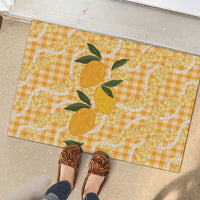 Alani Hawaiian Mango Palaka Rubber Doormat Aloha Hibiscus Pikake Lei