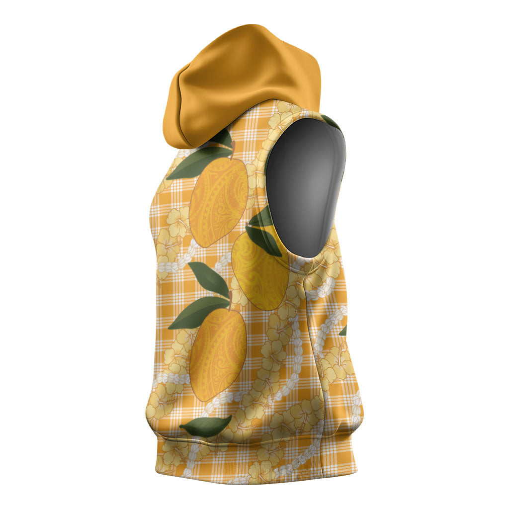 Alani Hawaiian Mango Palaka Sleeveless Hoodie Aloha Hibiscus Pikake Lei