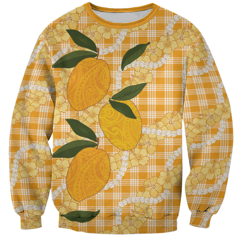 Alani Hawaiian Mango Palaka Sweatshirt Aloha Hibiscus Pikake Lei