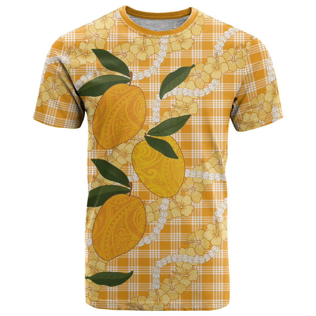 Alani Hawaiian Mango Palaka T Shirt Aloha Hibiscus Pikake Lei