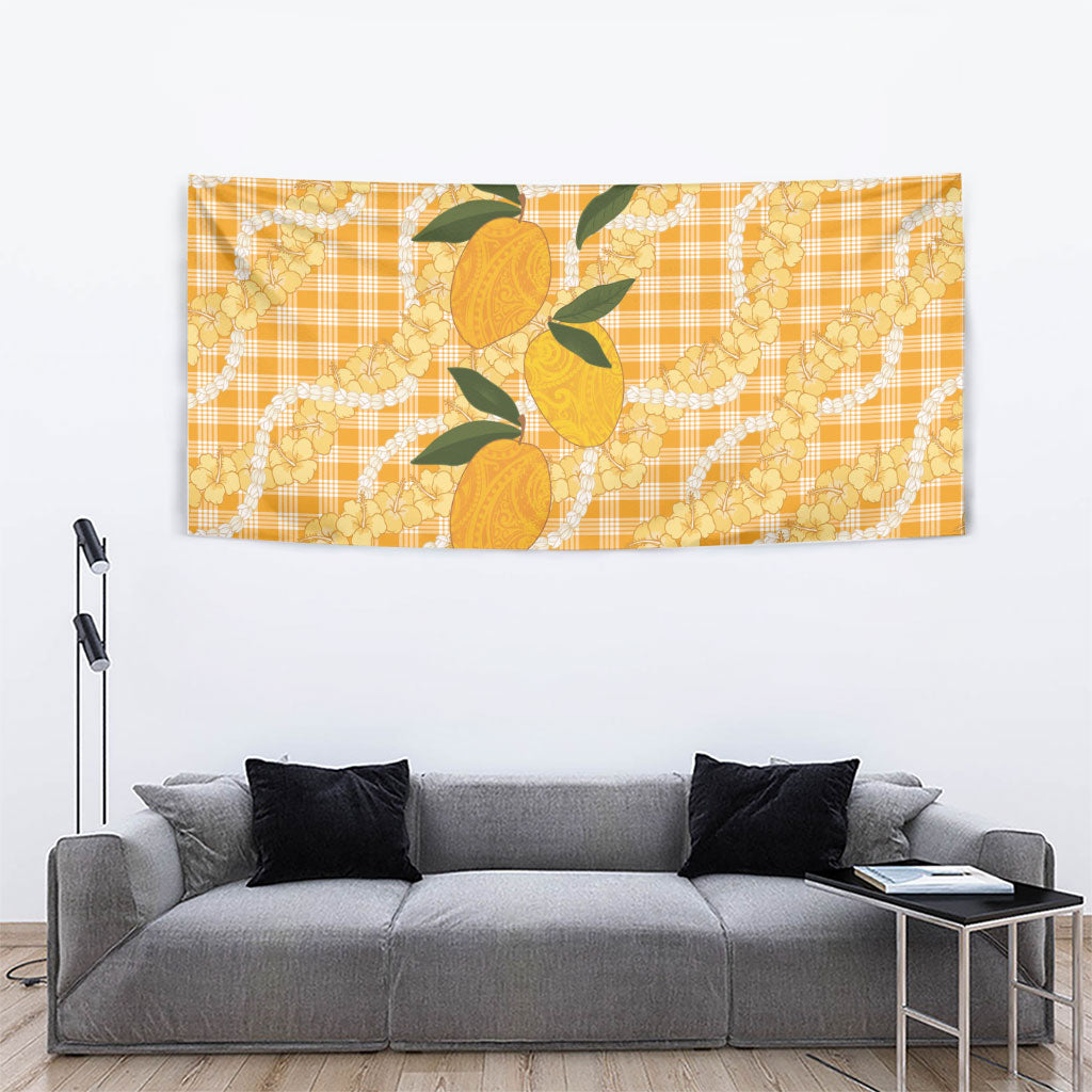 Alani Hawaiian Mango Palaka Tapestry Aloha Hibiscus Pikake Lei