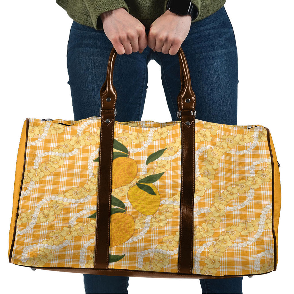 Alani Hawaiian Mango Palaka Travel Bag Aloha Hibiscus Pikake Lei