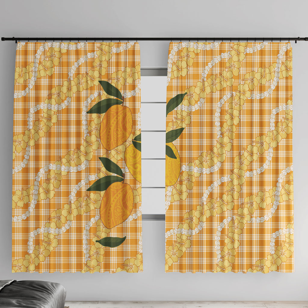 Alani Hawaiian Mango Palaka Window Curtain Aloha Hibiscus Pikake Lei