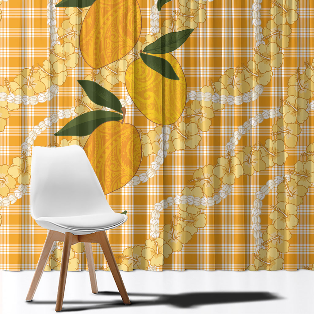 Alani Hawaiian Mango Palaka Window Curtain Aloha Hibiscus Pikake Lei