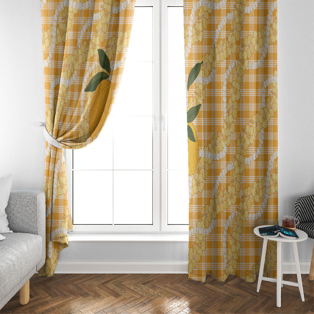 Alani Hawaiian Mango Palaka Window Curtain Aloha Hibiscus Pikake Lei