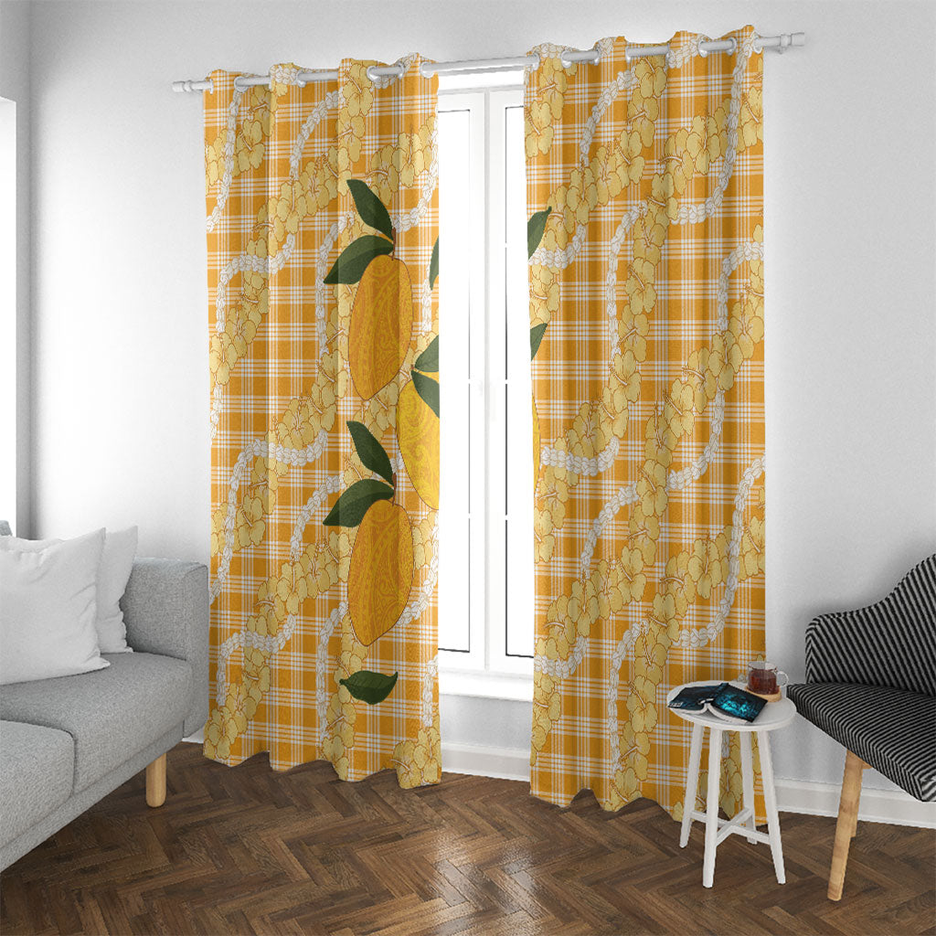 Alani Hawaiian Mango Palaka Window Curtain Aloha Hibiscus Pikake Lei