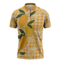 Alani Hawaiian Mango Palaka Zipper Polo Shirt Aloha Hibiscus Pikake Lei