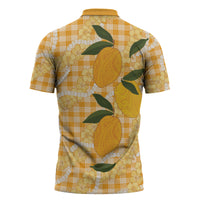 Alani Hawaiian Mango Palaka Zipper Polo Shirt Aloha Hibiscus Pikake Lei