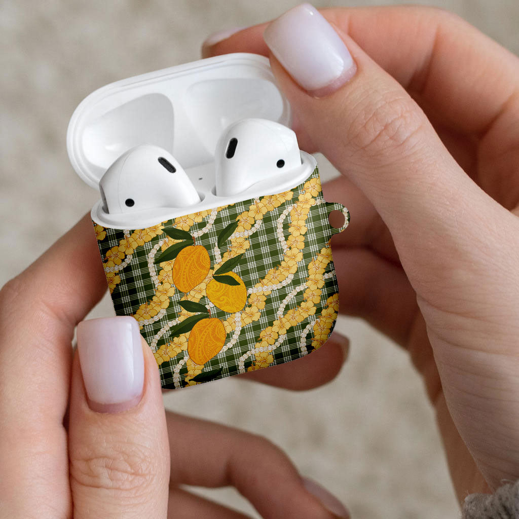 Uliuli Ahiahia Hawaiian Mango Palaka AirPods Case Aloha Hibiscus Pikake Lei