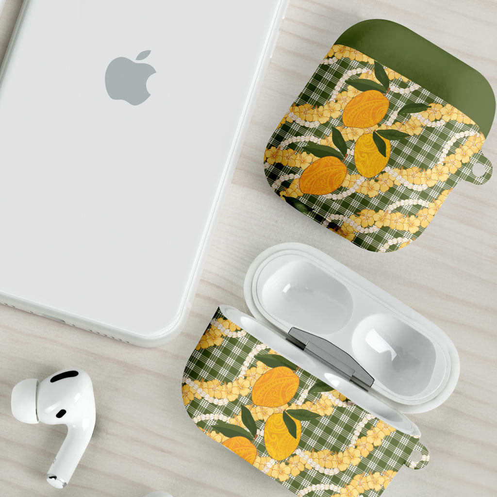 Uliuli Ahiahia Hawaiian Mango Palaka AirPods Case Aloha Hibiscus Pikake Lei
