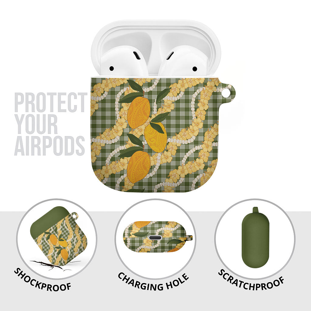 Uliuli Ahiahia Hawaiian Mango Palaka AirPods Case Aloha Hibiscus Pikake Lei