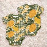 Uliuli Ahiahia Hawaiian Mango Palaka Baby Onesie Aloha Hibiscus Pikake Lei LT9 - Polynesian Pride