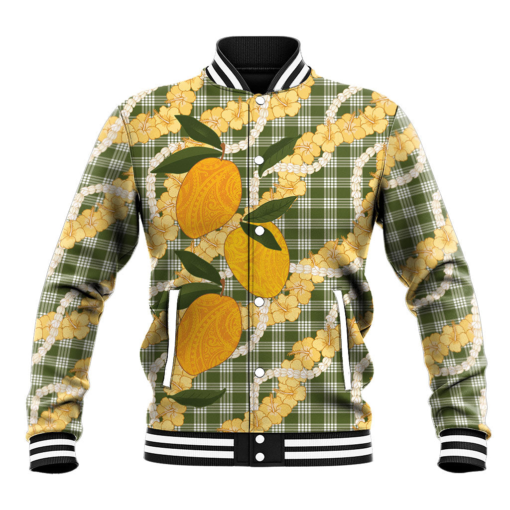 Uliuli Ahiahia Hawaiian Mango Palaka Baseball Jacket Aloha Hibiscus Pikake Lei