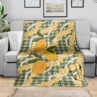 Uliuli Ahiahia Hawaiian Mango Palaka Blanket Aloha Hibiscus Pikake Lei
