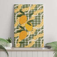 Uliuli Ahiahia Hawaiian Mango Palaka Canvas Wall Art Aloha Hibiscus Pikake Lei