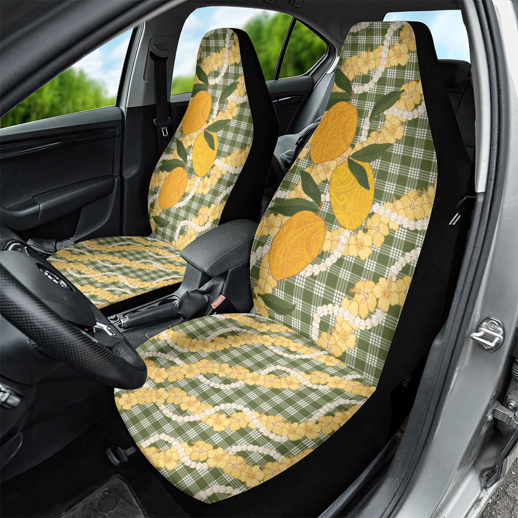 Uliuli Ahiahia Hawaiian Mango Palaka Car Seat Cover Aloha Hibiscus Pikake Lei