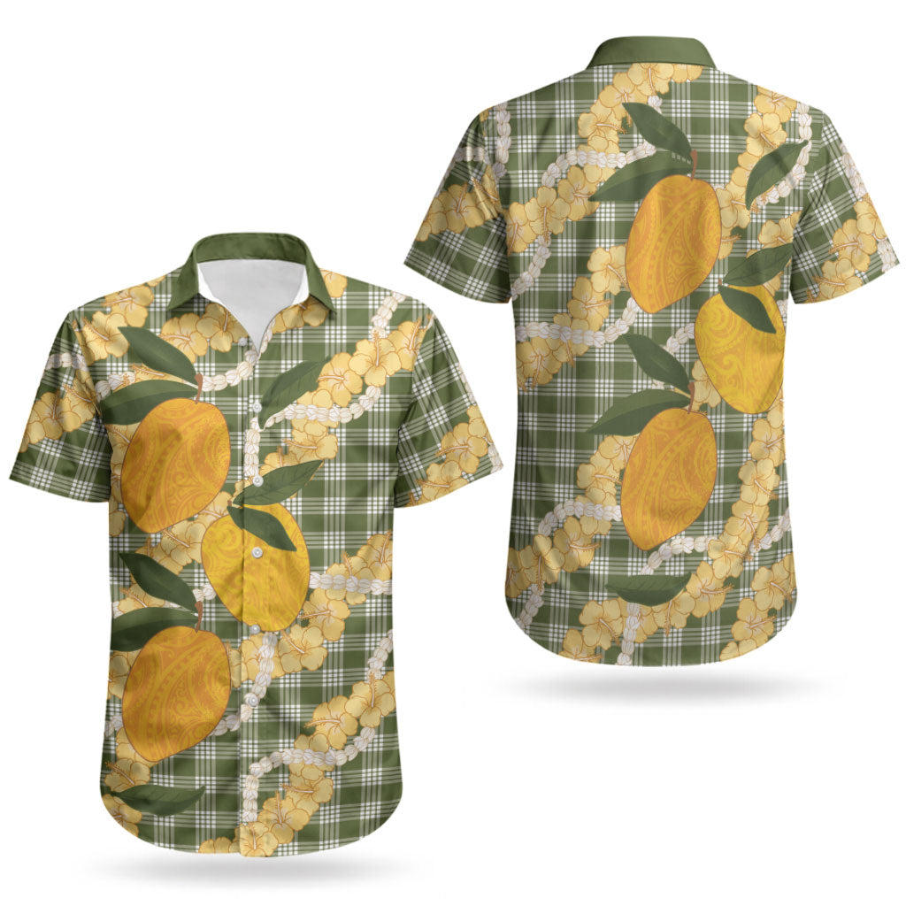 Uliuli Ahiahia Hawaiian Mango Palaka Couples Matching Tank Maxi Dress and Hawaiian Shirt Aloha Hibiscus Pikake Lei